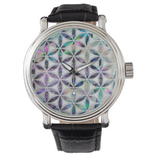 Bloem van mensenlevens Abalone schelp op parels Horloge