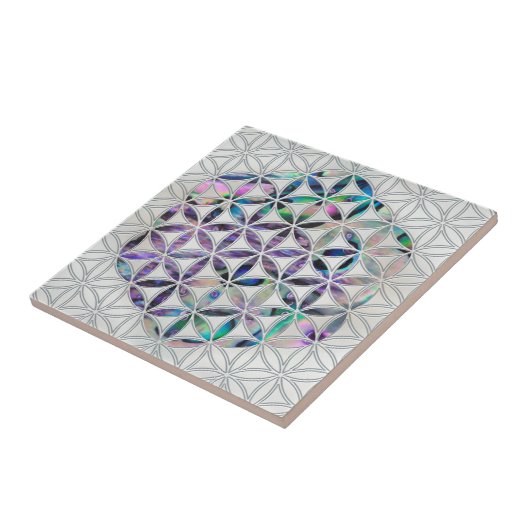 Bloem van mensenlevens Abalone schelp op parels Tegeltje (Zijkant)