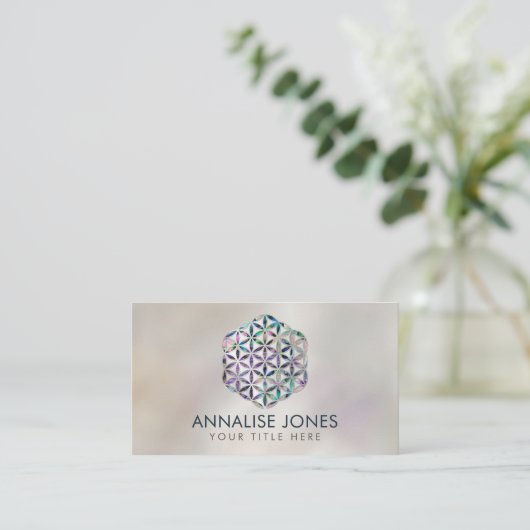 Bloem van mensenlevens Abalone schelp op parels Visitekaartje (Staand voorkant)
