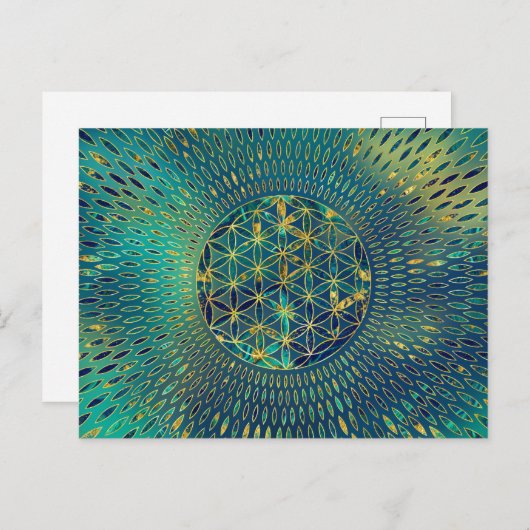 Bloem van mensenlevens Marmer en goud Briefkaart (Voorkant / Achterkant)