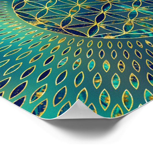 Bloem van mensenlevens Marmer en goud Poster (Hoek)