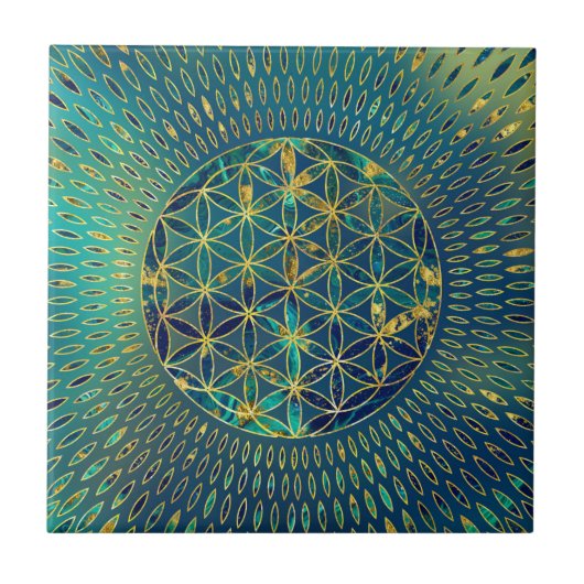 Bloem van mensenlevens Marmer en goud Tegeltje (Voorkant)