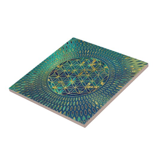 Bloem van mensenlevens Marmer en goud Tegeltje (Zijkant)