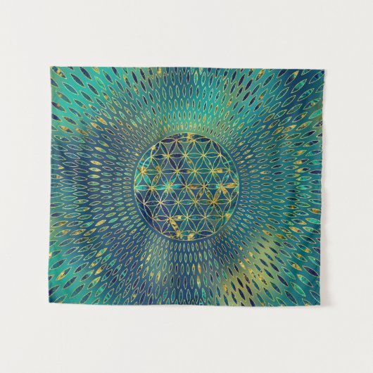 Bloem van mensenlevens Marmer en goud Wandkleed (Voorkant (horizontaal))