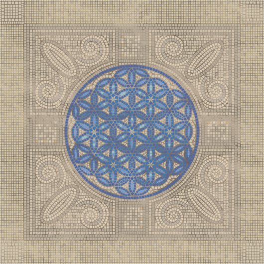 Bloem van mozaïekTegel, Ornament N2 Sticker (Voorkant)