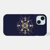 Bloem van Oneindigheid — Hemelse Heilige Geometrie iPhone 15 Case (Achterkant horizontaal)
