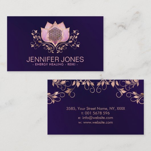 Bloem van ornament met bloementbloem visitekaartje (Voorkant / Achterkant)