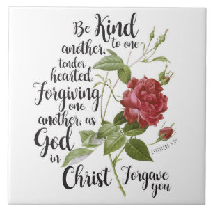 bloem van Roos, geïllustreerd met bijbel vers Tegeltje