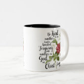  bloem van Roos, geïllustreerd met bijbel vers Tweekleurige Koffiemok (Voorkant rechts)