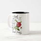  bloem van Roos, geïllustreerd met bijbel vers Tweekleurige Koffiemok (Voorkant links)
