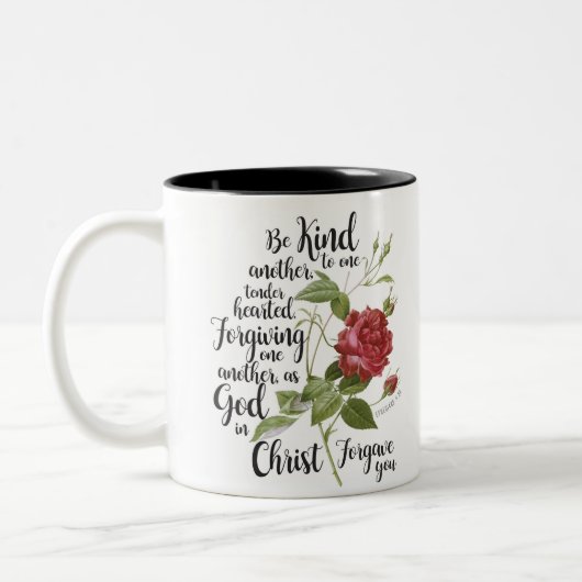  bloem van Roos, geïllustreerd met bijbel vers Tweekleurige Koffiemok (Links)