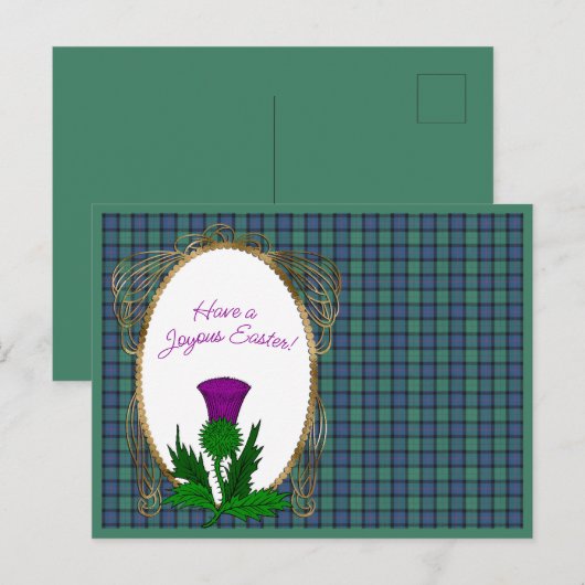 Bloem van Schotland Schotse Tartan Pasen Feestdagenkaart (Voorkant / Achterkant)