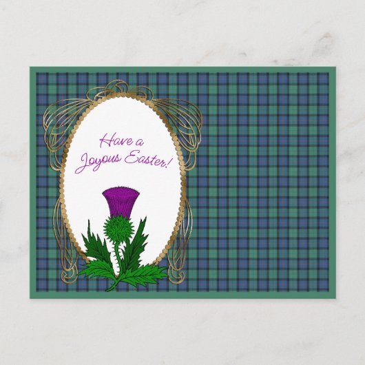 Bloem van Schotland Schotse Tartan Pasen Feestdagenkaart (Voorkant)