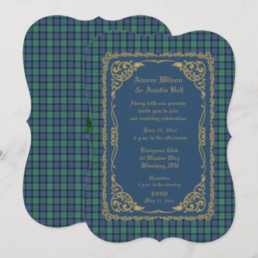 Bloem van Schotland Tartan Pset Wedding Kaart (Voorkant / Achterkant)