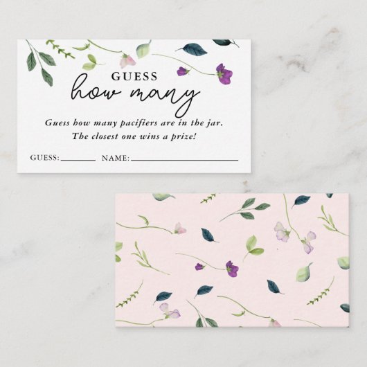 Bloem van suikererwten | Baby shower gissen spel K Informatiekaartje (Voorkant / Achterkant)