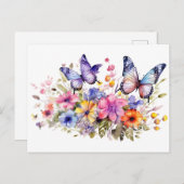 Bloem van vlinderbloempatroon briefkaart (Voorkant / Achterkant)