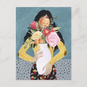 Bloem Vase Girl Briefkaart