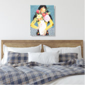 Bloem Vase Girl Canvas Afdruk (Insitu (Slaapkamer))