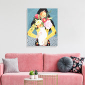 Bloem Vase Girl Canvas Afdruk (Insitu (Woonkamer))