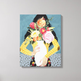 Bloem Vase Girl Canvas Afdruk