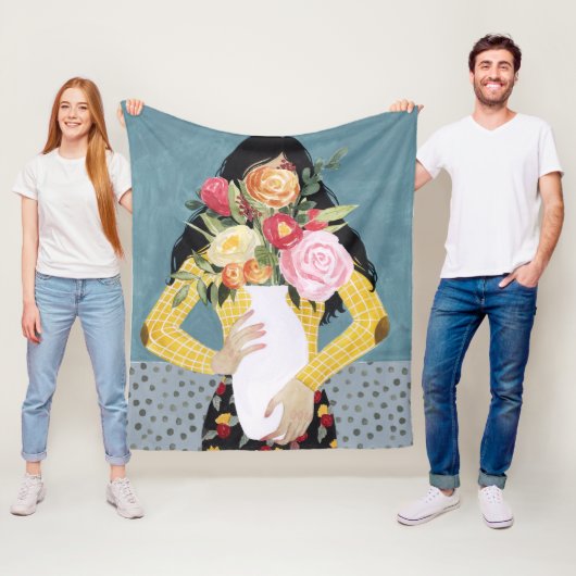 Bloem Vase Girl Fleece Deken (In situ)