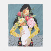 Bloem Vase Girl Fleece Deken (Voorkant)