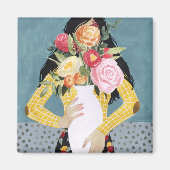Bloem Vase Girl Magneet (Voorkant)