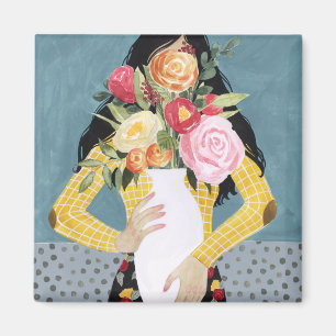 Bloem Vase Girl Magneet