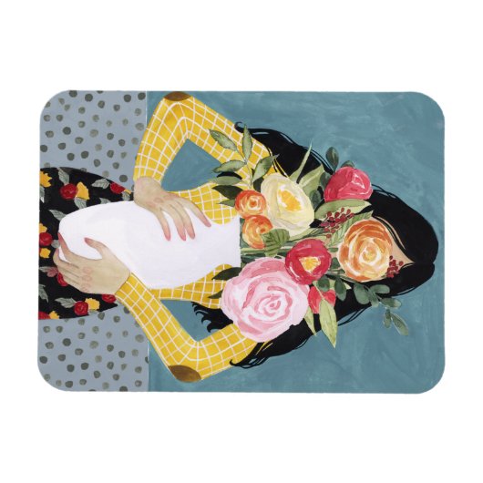 Bloem Vase Girl Magneet (Horizontaal)