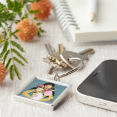 Bloem Vase Girl Sleutelhanger (Zijkant)