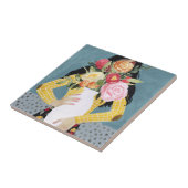 Bloem Vase Girl Tegeltje (Zijkant)