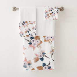 Bloem Veer Boho geometrische Handdoek Set