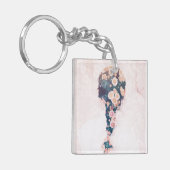 Bloem Ventilator Pastel Roze Witte Vierkant dubbel Sleutelhanger (Voorkant Links)