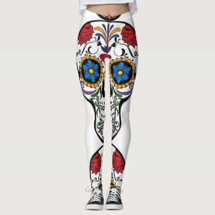 Bloem Verdroogde menselijke schedel Art Thunder_Co Leggings