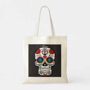 Bloem Verdroogde menselijke schedel Art Thunder_Co Tote Bag