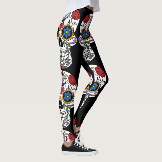Bloem Verdroogde menselijke schedels Thunder_Cove Leggings (Rechts)