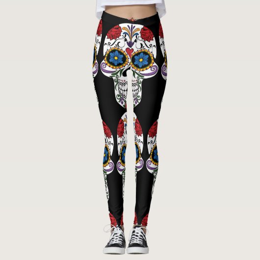 Bloem Verdroogde menselijke schedels Thunder_Cove Leggings (Voorkant)