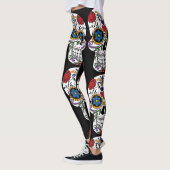 Bloem Verdroogde menselijke schedels Thunder_Cove Leggings (Links)