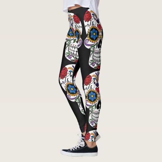 Bloem Verdroogde menselijke schedels Thunder_Cove Leggings (Links)