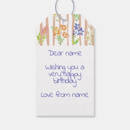 Bloem Verjaardag gifttag Cadeaulabel (Achterkant)