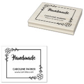 Bloem verlaat lijst handgemaakte aangepaste naam r rubberstempel (Gestempeld)