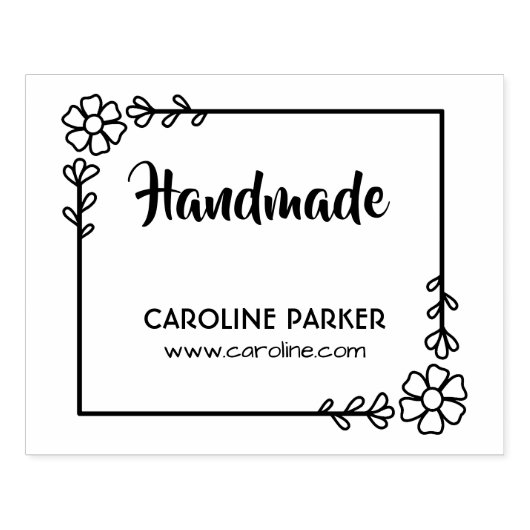 Bloem verlaat lijst handgemaakte aangepaste naam r rubberstempel (Afrduk)