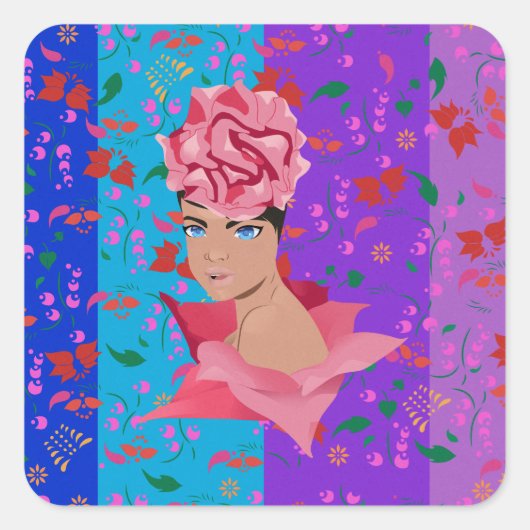 Bloem vernieuwen Bright Floral Girl Sticker (Voorkant)