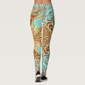 Bloem vierkant roos overlay kant kunst 2 Leggings (Achterkant)