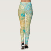 Bloem vierkant roos overlay kant kunst leggings (Achterkant)