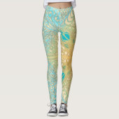 Bloem vierkant roos overlay kant kunst leggings (Voorkant)
