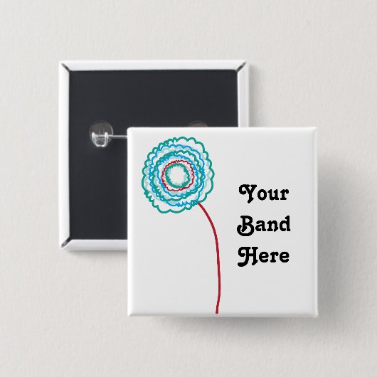 Bloem Vierkante Button 5,1 Cm (Voorkant /achterkant)