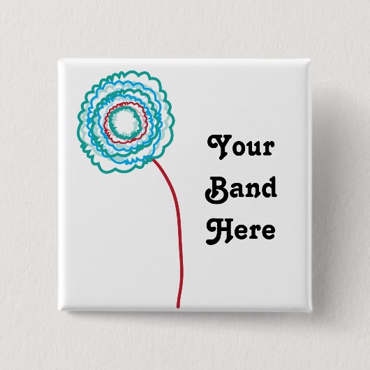 Bloem Vierkante Button 5,1 Cm (Voorkant)