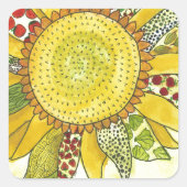 bloem vierkante sticker (Voorkant)