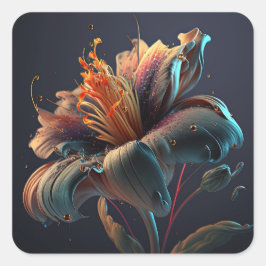 bloem vierkante sticker